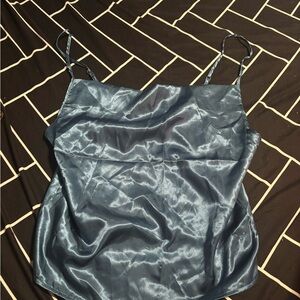 Elegant Blue Satin Women's Top